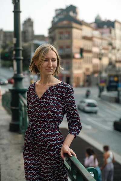 Middle Aged Woman Street Porto Portugal — Stockfoto