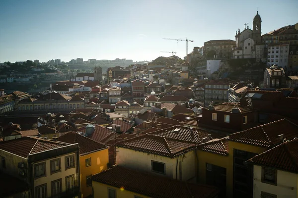 A view of the rooftops of buildings of Porto old town, Portugal.