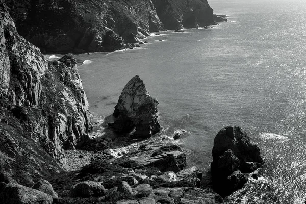 ポルトガルの大西洋岸 白黒写真 — ストック写真