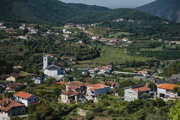 Pohled Vesnici Kopcích Údolí Douro Porto Portugalsko — Stock fotografie
