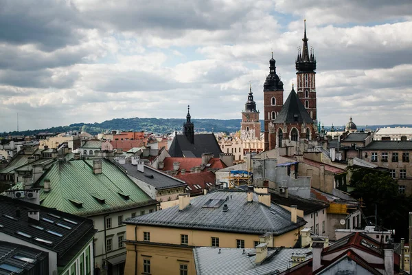 Blick Von Oben Auf Die Dächer Der Innenstadt Von Krakau — Stockfoto