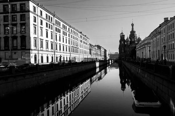 Canal Griboedov San Petersburgo Rusia Foto Blanco Negro — Foto de Stock