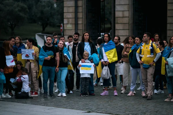 Porto Portugal Oktober 2022 Oekraïners Verzamelden Zich Het Plein Van — Stockfoto