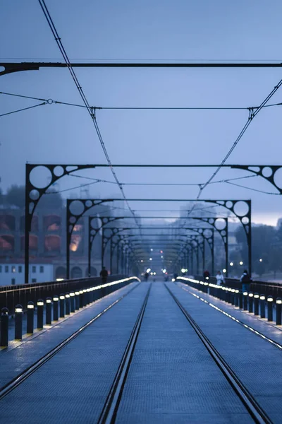 Most Don Luis Před Svítáním Porto Portugalsko — Stock fotografie