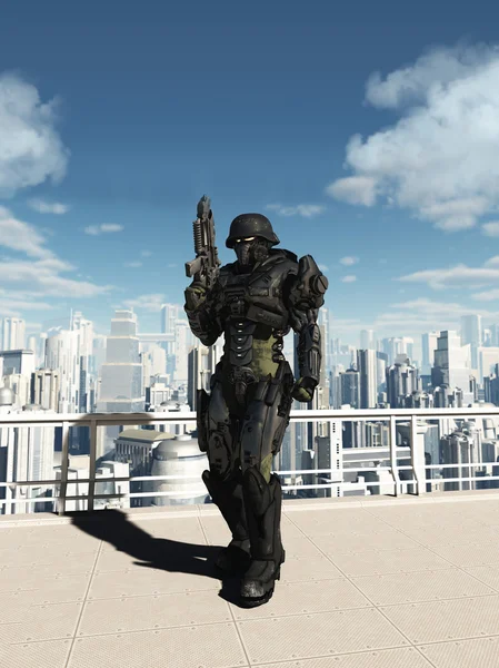 Space Marine Commando - City Patrol — Stock Photo, Image