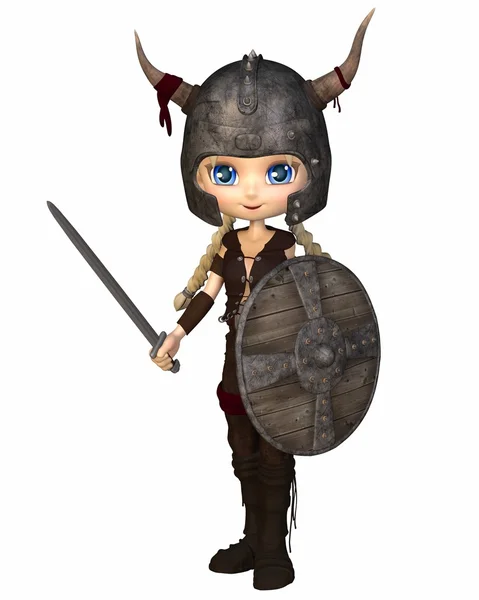 Toon Viking Warrior Girl — Stock Photo, Image