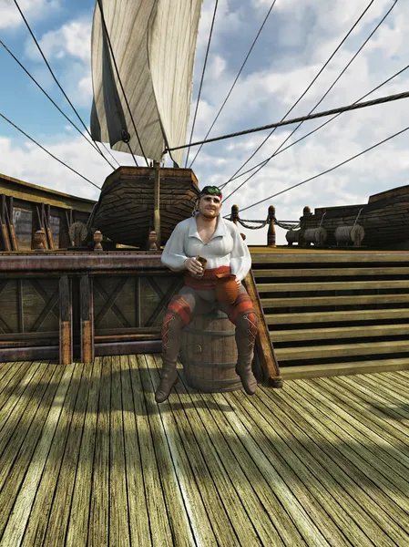 Pirate on Board Ship — Stock Photo, Image