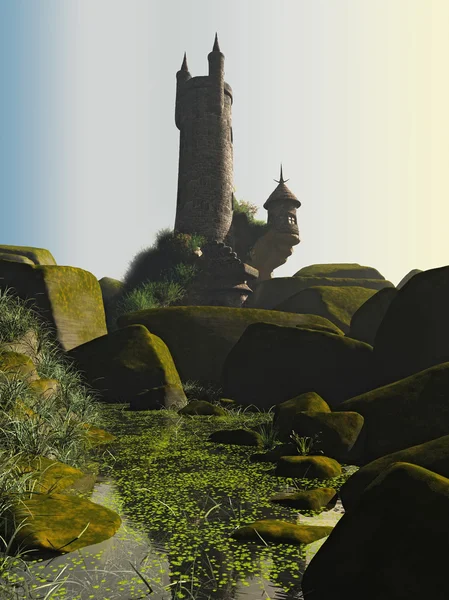 ウィザードの塔とプール — ストック写真