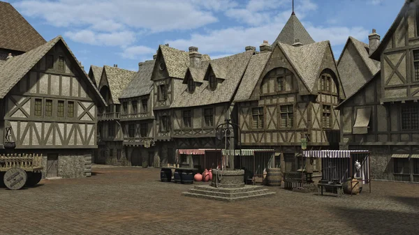 Medieval Town Square — Stock Photo, Image