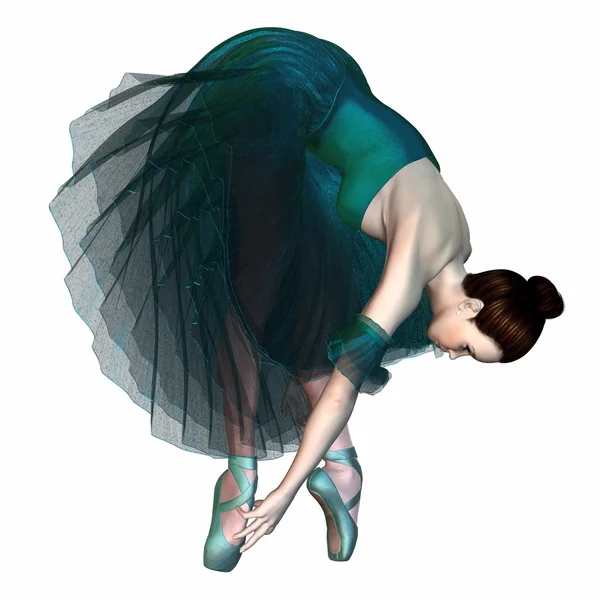 Ballerina in groene tutu en pointe schoenen — Stockfoto