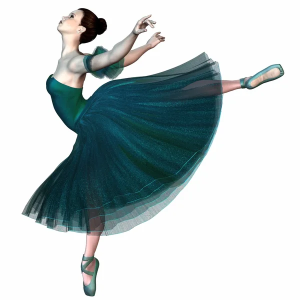 Bailarina en verde - Equilibrio — Foto de Stock