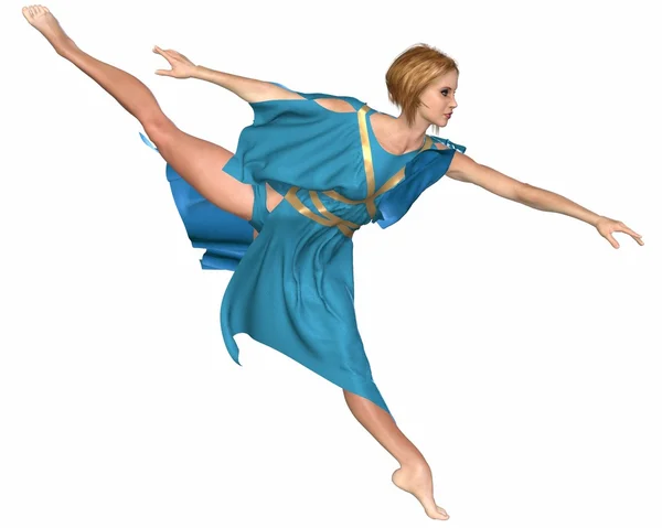 Danser in het blauw - arabesque — Stockfoto