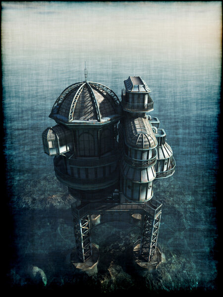 Future World - Sea House with Canvas Effect