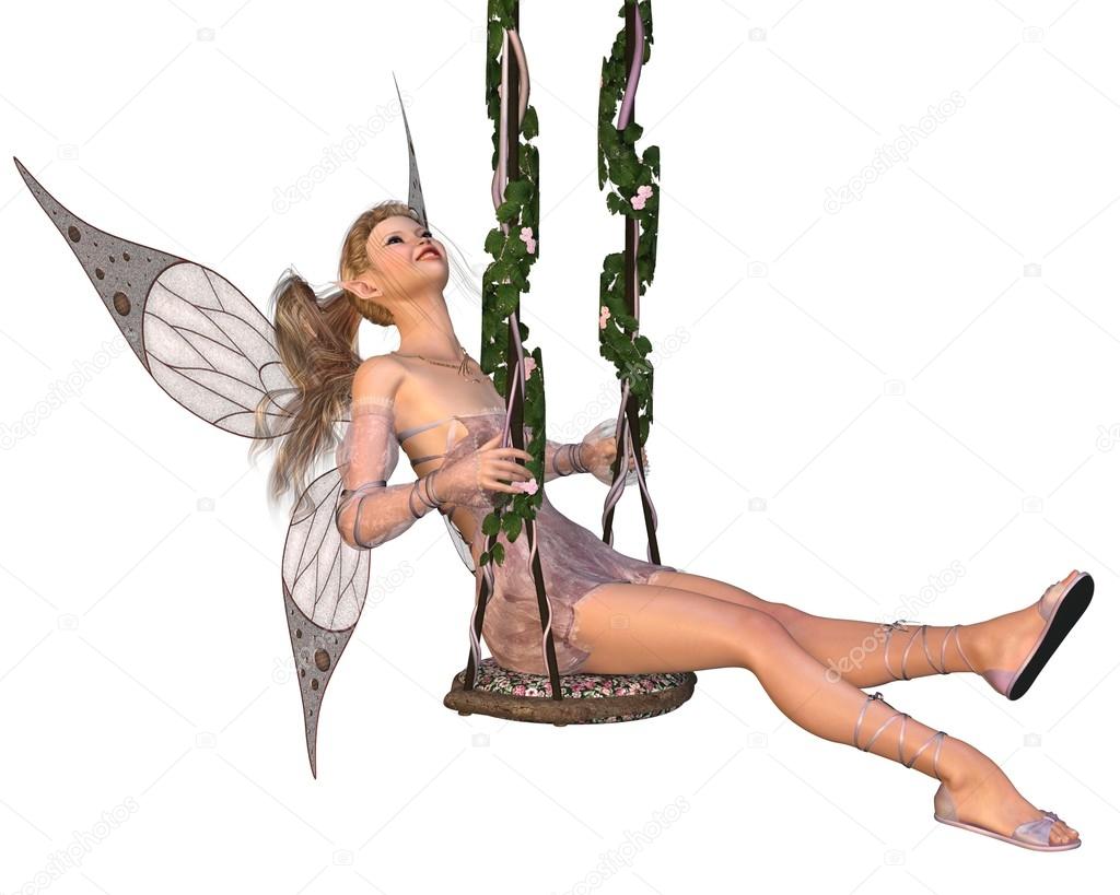 Pretty Pink Fairy on a Swing