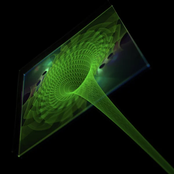 绿色旋涡式星体抽象分形设计 — 图库照片