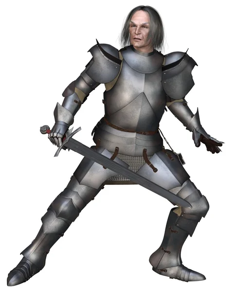 Oudere middeleeuwse ridder vechten — Stockfoto
