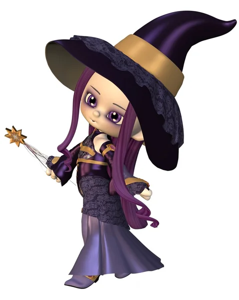 Cute Toon Female Wizard — Stock Photo, Image