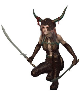 Ejder savaşçı kız - Crouching