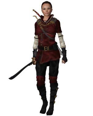 deri zırh içinde kadın savaşçı