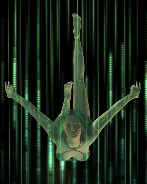 Digital Woman - diving — Stock Photo, Image