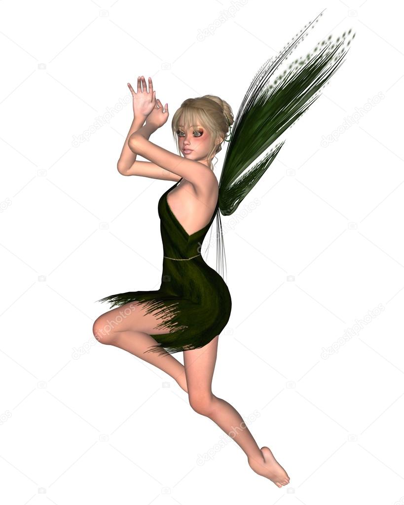 Fairy in Green, skipping