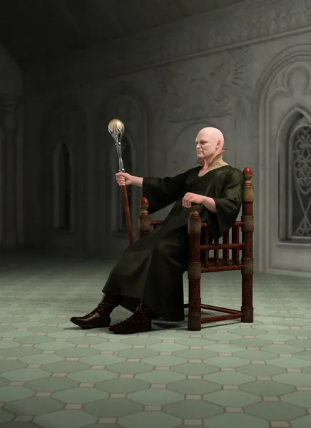 Warlock Sitting in his Throneroom — Stock Photo, Image