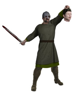 Viking holding kafası kopmuş.