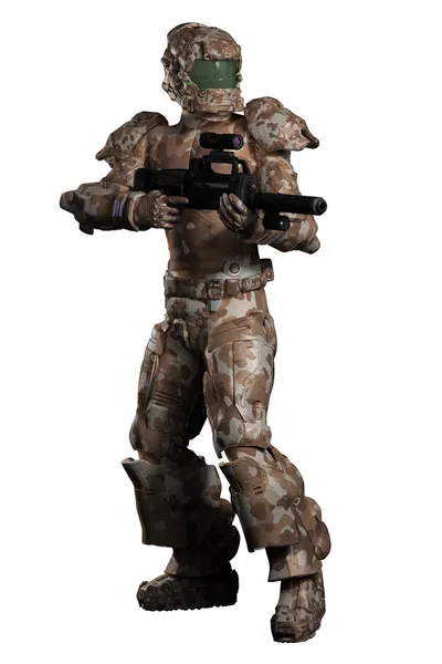 Space Marine Trooper in Brown Camouflage — Stock Photo, Image