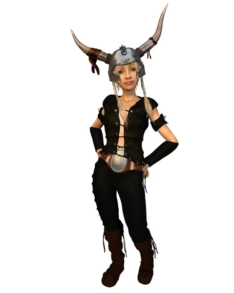 Meisje van de Strijder van leuke fantasie viking — Stockfoto