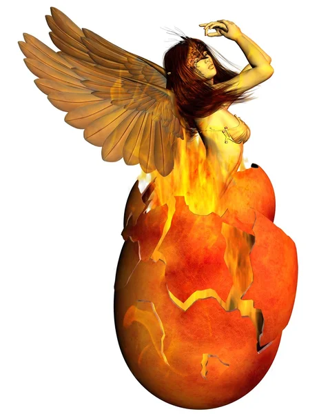 Phoenix Woman Reborn from the Flames — Stock Photo, Image