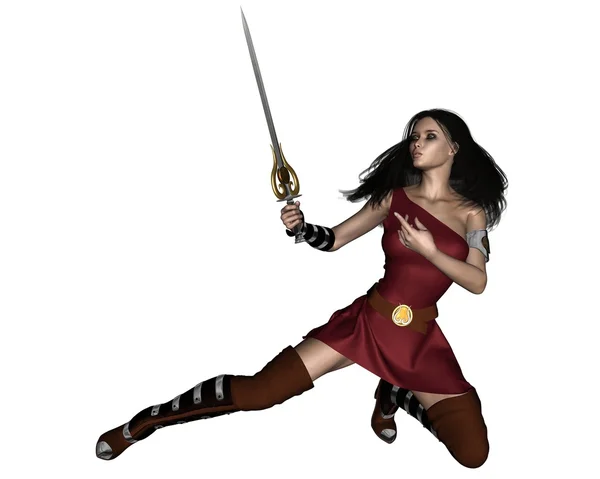 Fantasy Swordswoman Barbarian — Stockfoto