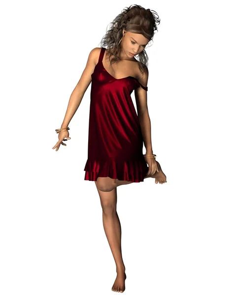 Latin kvinna i röd klänning — Stockfoto