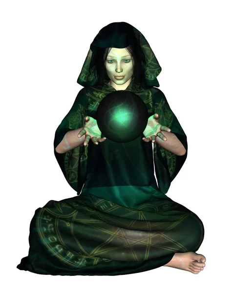 Mistic feminin cu minge de cristal — Fotografie, imagine de stoc