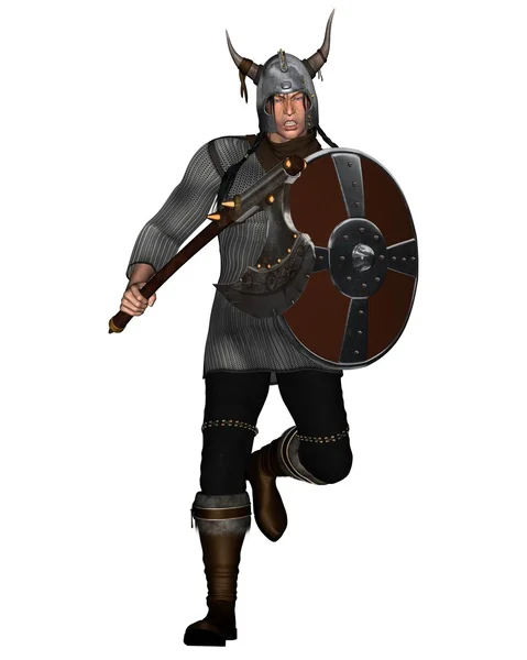 Fantasie stijl viking warrior aanvallen — Stockfoto