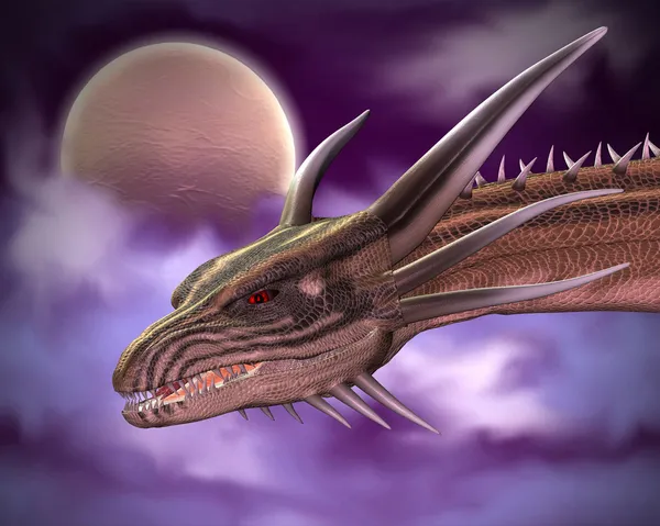 Dragon close-up in the moonlight — Stock Photo, Image