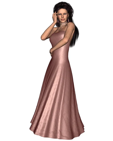 핑크 이브닝 드레스에 여자 — 스톡 사진