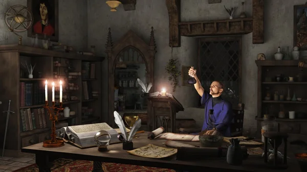 Alchemist in his Study — Stock Photo, Image