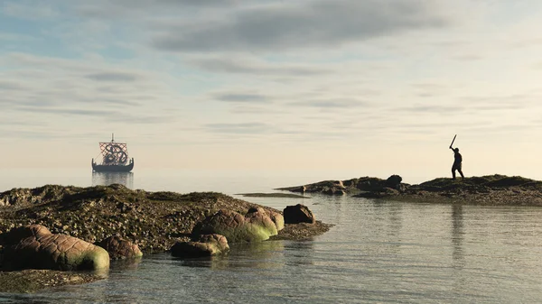 Viking Vikingschip thuiskomst — Stockfoto