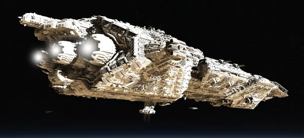 Боевой крейсер на низкой орбите — стоковое фото
