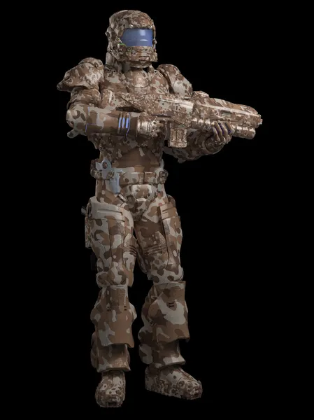 Space Marine Trooper in Wüste camo — Stockfoto