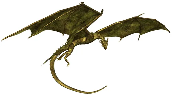 Green Scaled Dragon in Flight — Stock Photo, Image