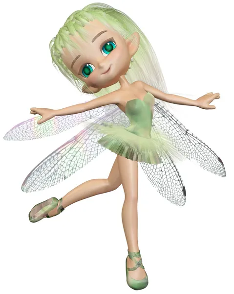 Toon dragonfly ballerina fairy - grön — Stockfoto