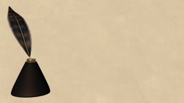 tüy kalem ve parşömen manzara arka plan