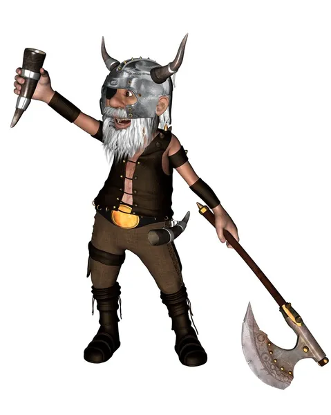 Toon Viking Dwarf with Axe — Stock Photo, Image