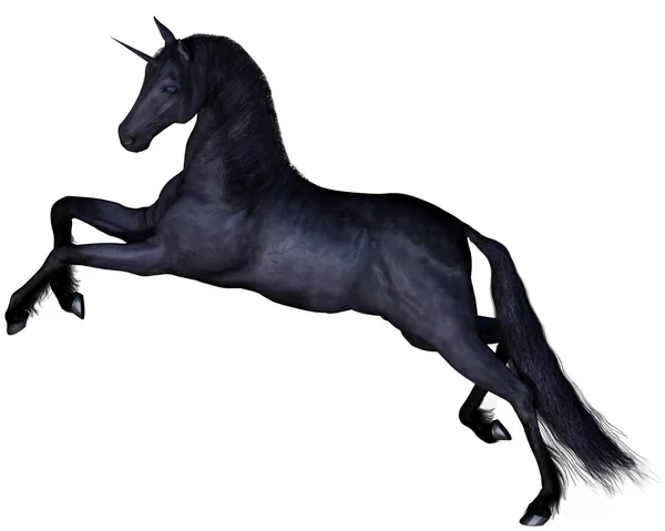 Zwarte unicorn - springen — Stockfoto