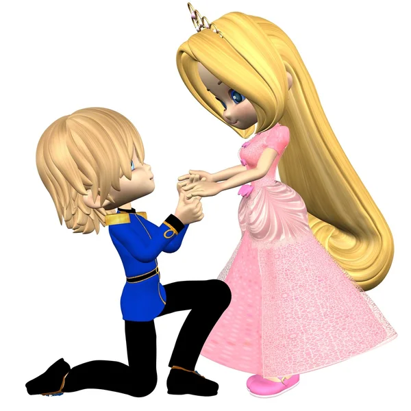 Cute Toon Fairytale Prince and Princess — Stock Photo, Image