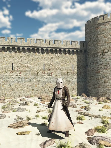 Templar Knight outside the Walls of Antioch — Stock Photo, Image