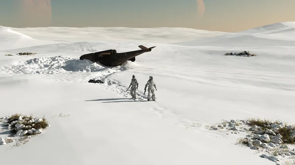 Fuzileiros espaciais aterrissam na neve — Fotografia de Stock