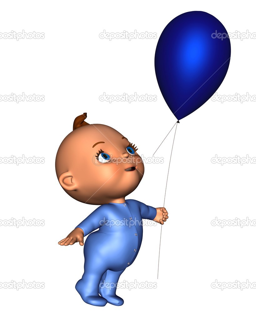 Bebe Toon Avec Ballon Bleu Image Libre De Droit Par Algolonline C