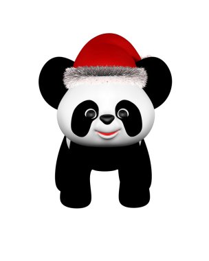 Noel panda ile Noel Baba şapkası - ayakta